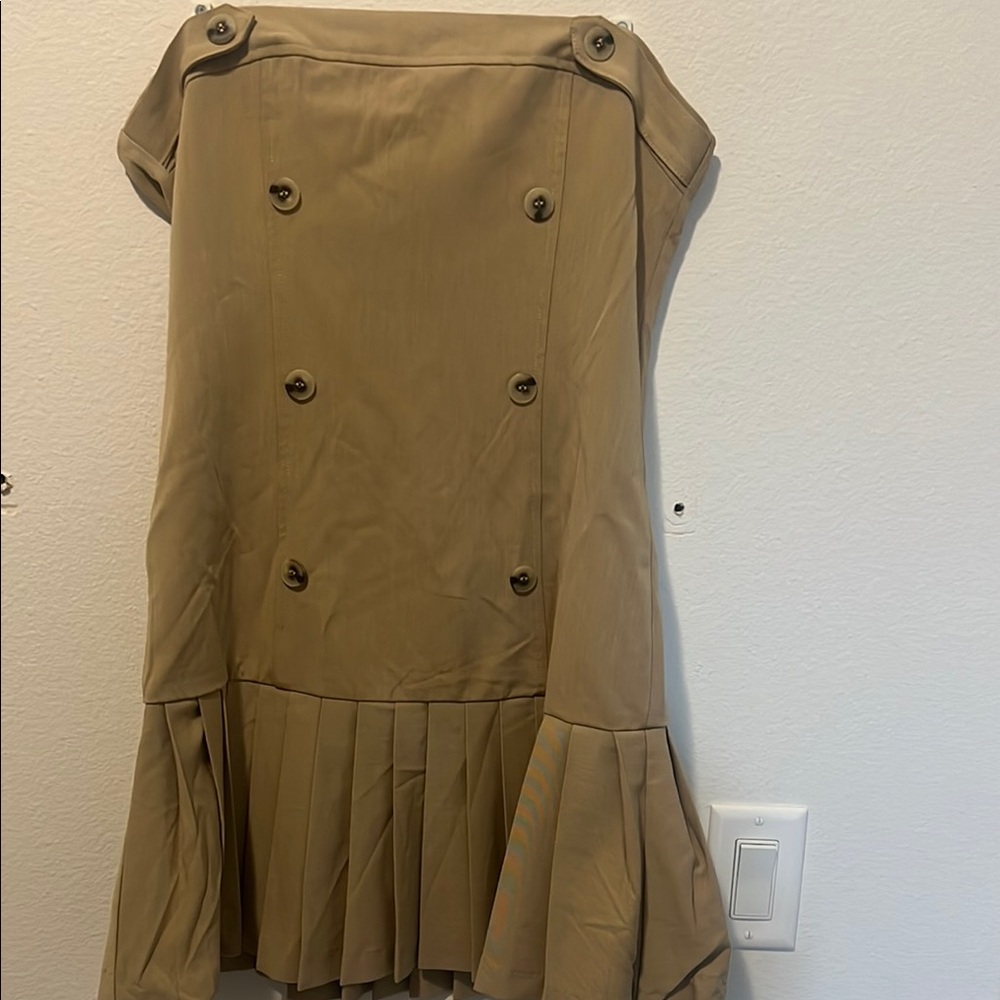 Women's Khaki Button-Front Pleated Skirt